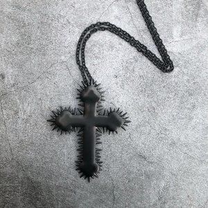 24Inch Black Spiked Cross